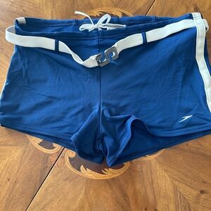 Speedo men  Blue swimming trunks with White Accents